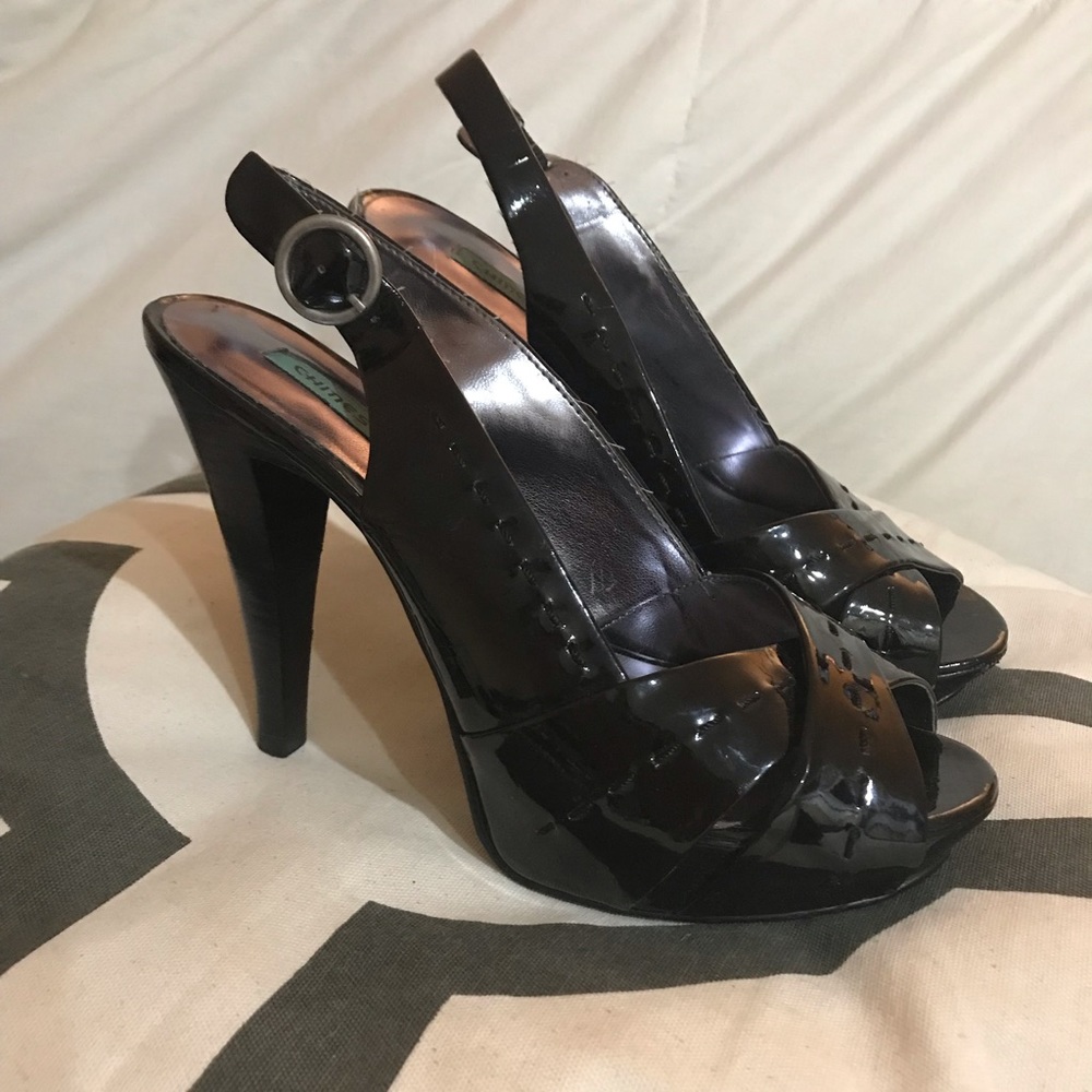 Chinese Laundry patent leather platform heels.